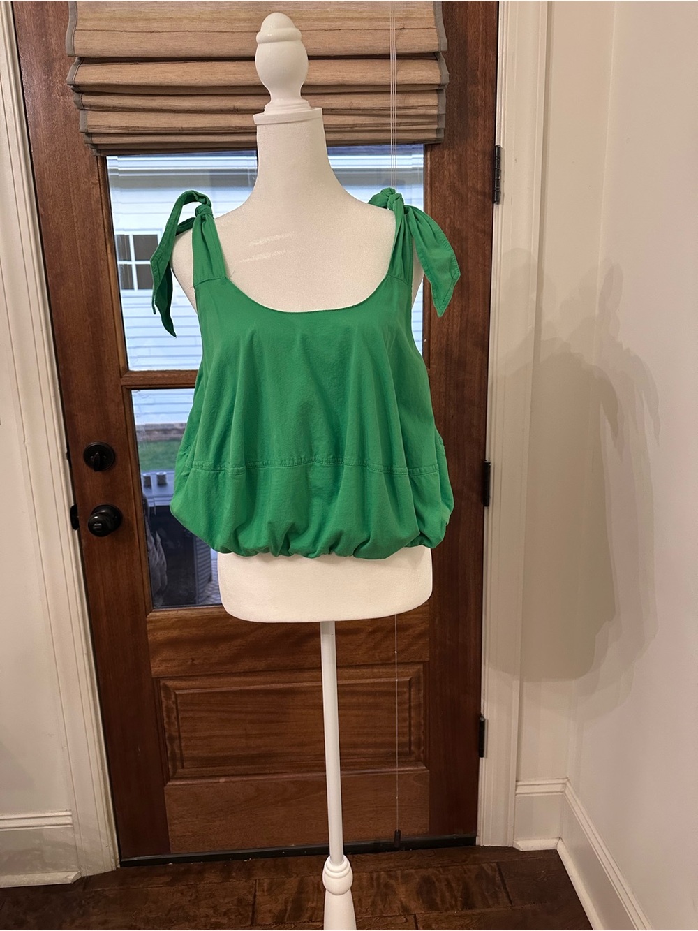 Zara Bright Green Tie-Shoulder Bubble Hem Tank Top